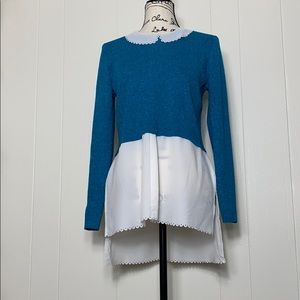 Elle Teal Blue Collared Sweater